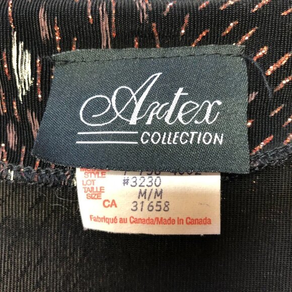 Vintage Artex Collection Black/Bronze Zip Up Women's Top Size Med - Picture 4 of 12